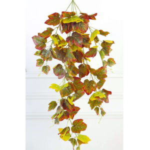 artificial hanging creeper plant grape autumn maple green red leaves