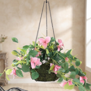 artificial morning glory pink creepers with hanging basket 54 cm